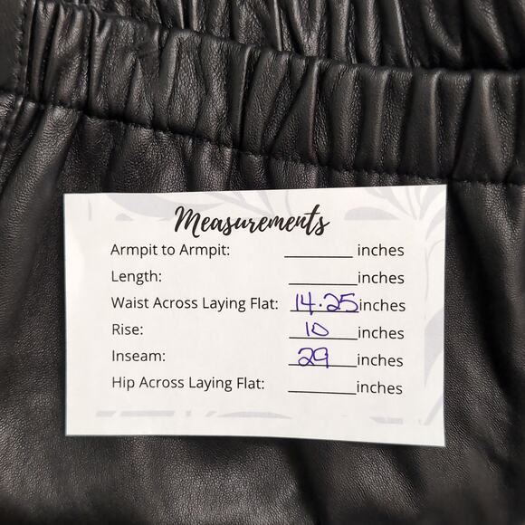 LUXE Neiman Marcus Black Genuine Leather Pull-On Trousers Elastic Waist XL - Picture 7 of 7